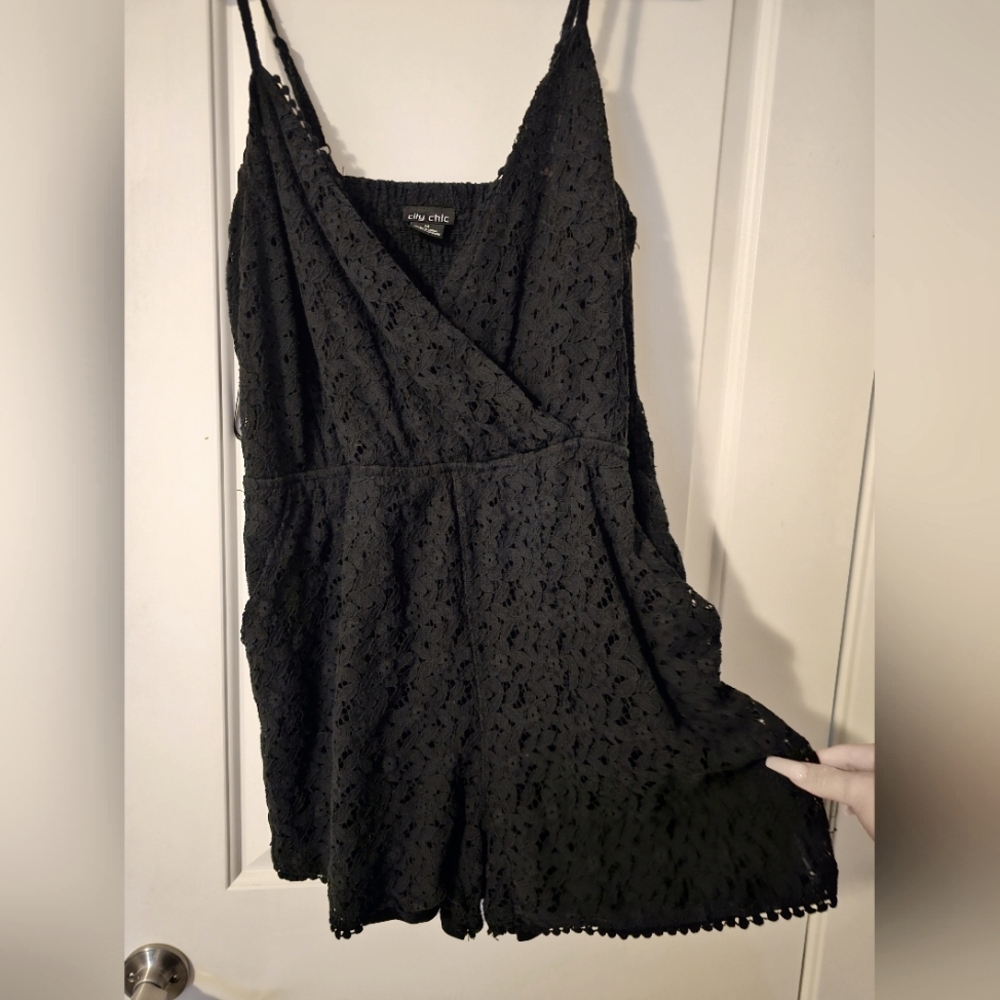 City Chic Black Lace Romper Size M (US18)